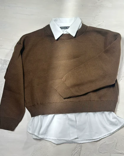 بلوز بافت یقه شومیزی کد 150091