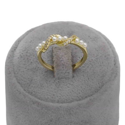 انگشتر زنانه مروارید دار طرح مارپیچ