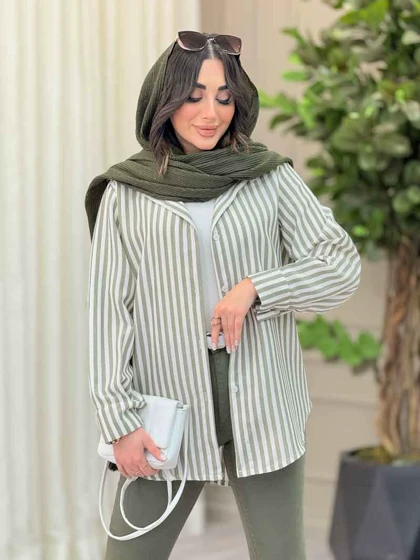 شومیز راه راه پشت دکمه