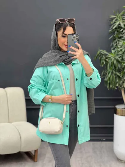 مانتو لینن دو جیب پایین هلال آلا