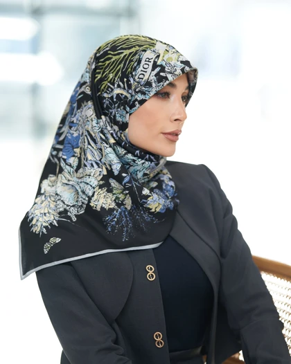 روسری ابریشم توییل دوردستدوز (قواره صد) 30172