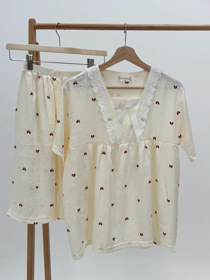 ست لباس راحتی بلوز و شلوارک کد 114