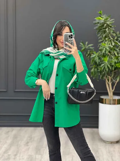مانتو لینن دو جیب پاکتی