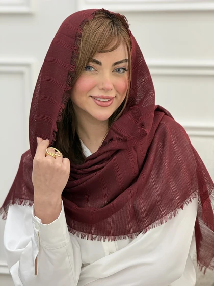 شال نخی ساده راه راه حصیری
