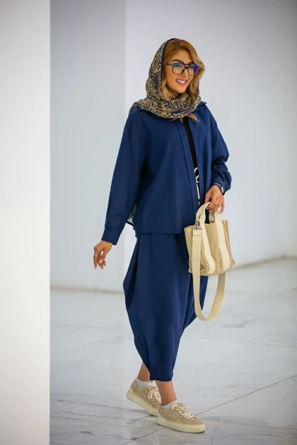 مانتو پلی لینن پیراهنی