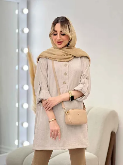 مانتو جلو بسته بغل چهار دکمه