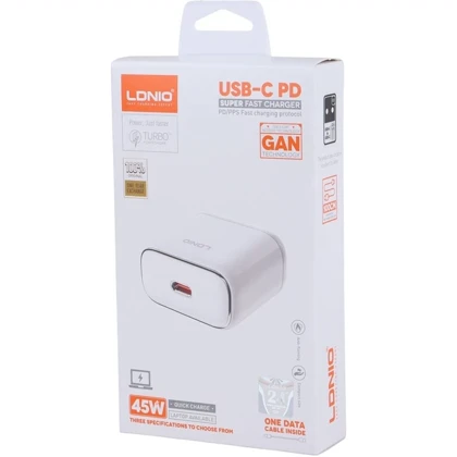 شارژر دیواری 45 وات الدنیو LDNIO مدل Q1415 با کابل تایپ سی