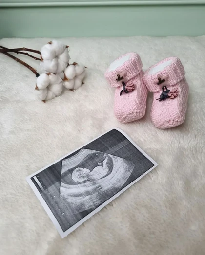 پاپوش کاموایی نوزادی طرح گل