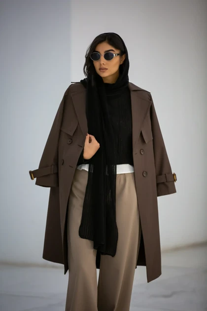 بارانی سانتانا دکمه دوبل بلند New