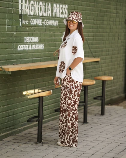 ست سه تیکه شومیزشلوار کلاه هاوین