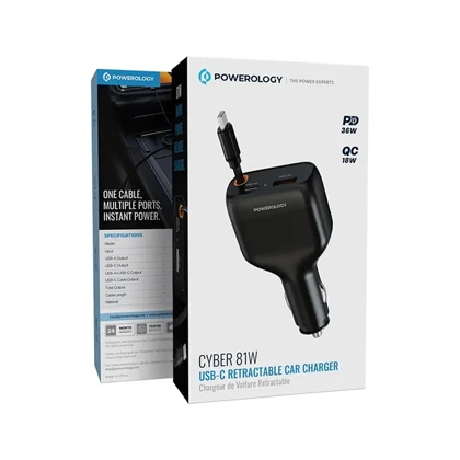 شارژر فندکی 81W پاورولوژی مدل POWEROLOGY CAR CHARGER PCCSR027