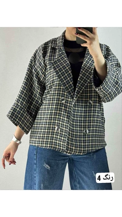 کت باکسی چهارخونه زنانه 77579