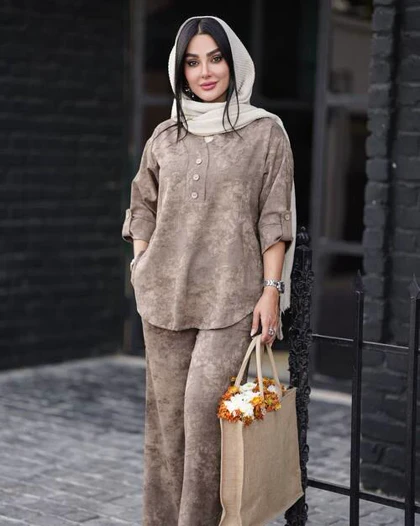 شومیز شلوار جلو بسته یقه هفت