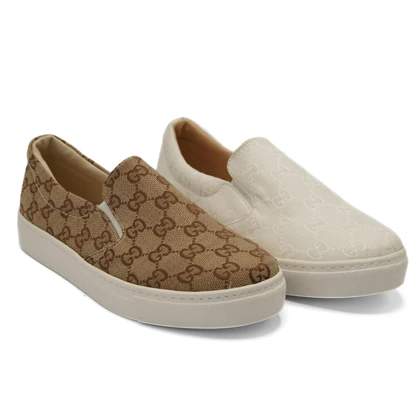 کفش ونس طرح دار زنانه مدل Flat shoes - 0077_Khaki