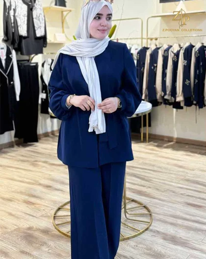 کت و شلوار زنانه کمردار کرپ سالومه