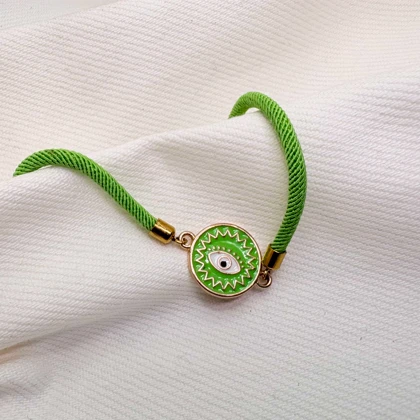 دستبند اسپرت طرح «چشم نظر سبز» (بند طنابی) | محافظت با تم بهاری