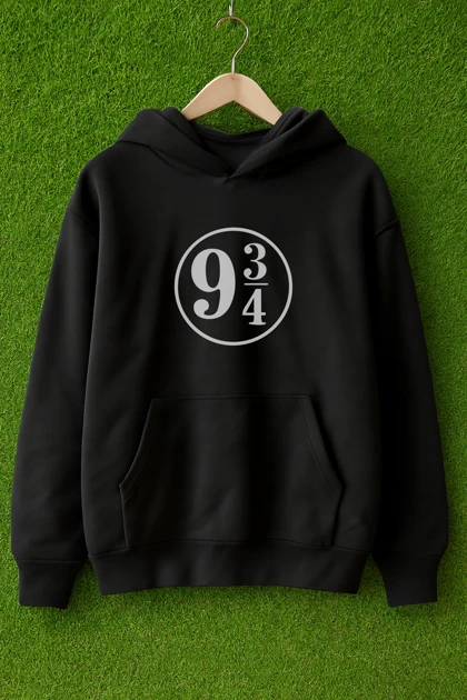 هودی مشکی طرح 9¾ هری پاتر