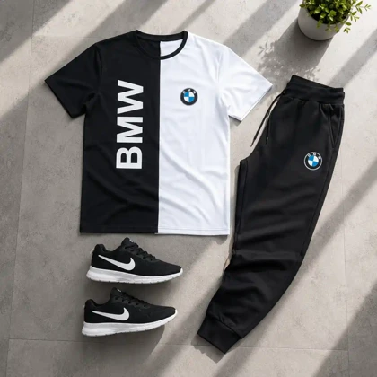 پکیج ست تیشرت شلوار bmw مردانه مدل Noman + کفش ورزشی مدل Pavlo