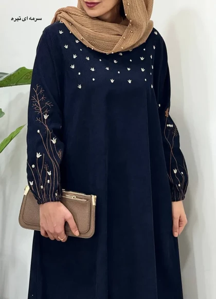 پیراهن مانتویی گلدوزی گندم