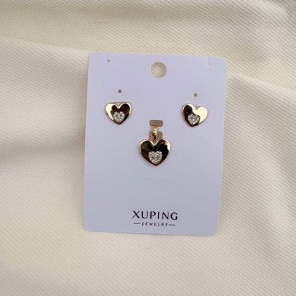 نیم ست قلب تخت نگین‌دار ژوپینگ بدون زنجیر