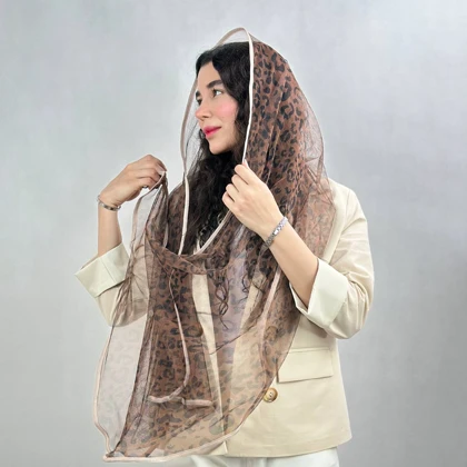 شال زنانه توری پلنگی