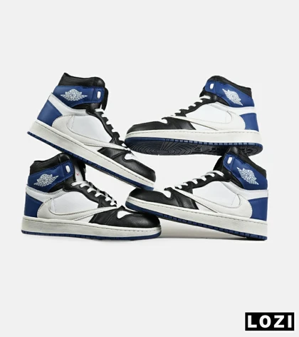 کفش کتانی ساق‌دار سفید آبی مشکی مردانه NIKE travis scott مدل 6707