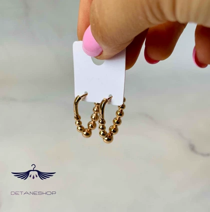 کد 0720 گوشواره شوپینگ حلقه‌ای طلایی