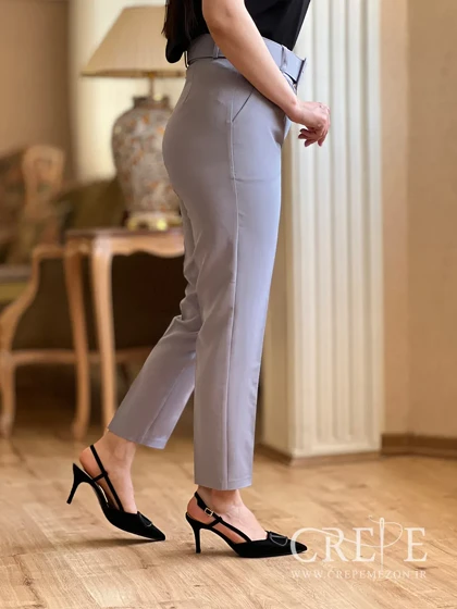 شلوار کرپ کمربند پهن قد 97