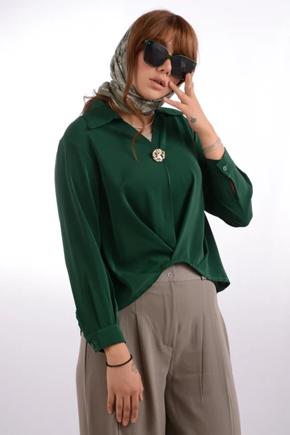 شومیز حریر تک دکمه الیزه ژاکلین