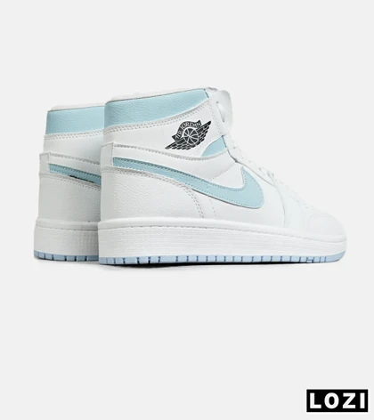 کفش کتانی ساق‌دار مردانه و زنانه سفید آبی NIKE jordan 1 مدل 7687