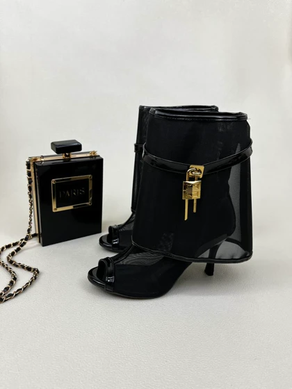 کفش پاشنه‌دار زنانه صندل جلو باز توری 10 سانتی ژیوانشی GIVENCHY کد 1620