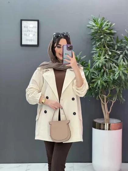 مانتو کتی چهاردکمه آستین کش