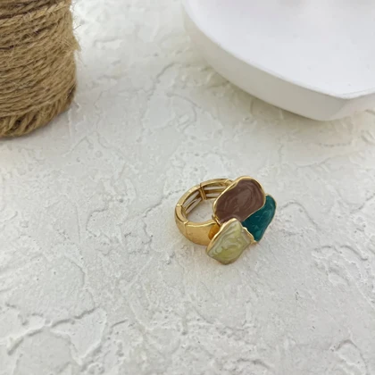 انگشتر زنانه طرح کاشی میناکاری رنگی