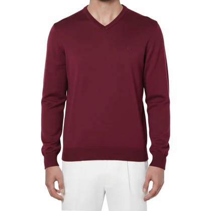 پلیور بافت یقه هفت زرشکی مردانه