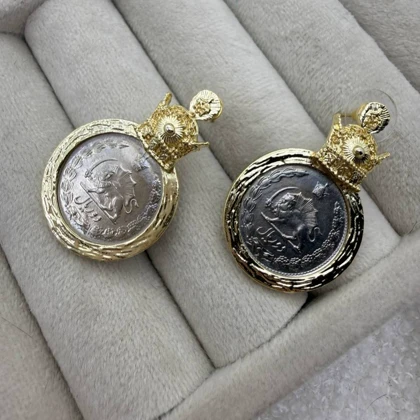 گوشواره طرح سکه 2ریالی قدیمی