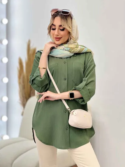 شومیز کراش آستین بند دار