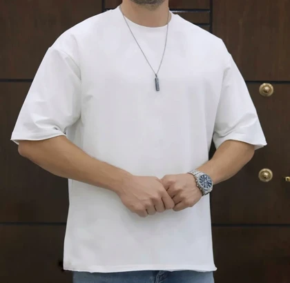 تیشرت بیسیک لش سفید پارچه ماکان گرم بالا