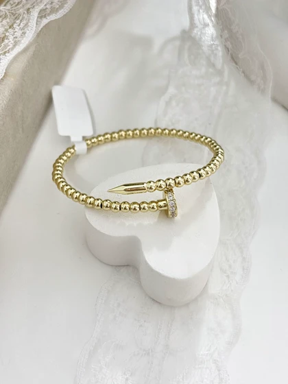 بنگل میخی استیل طلایی زنانه 962