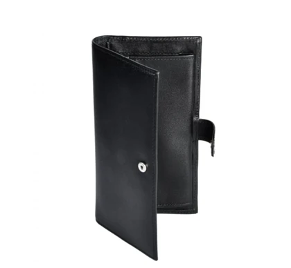 کیف پول کتی طرح نامی چرم ساده مشکی