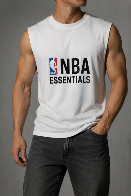 وست گلدوزی سفید طرح NBA لش باکسی پنبه دونخ جذاب ترند / اورجینال دیلم کد 8466