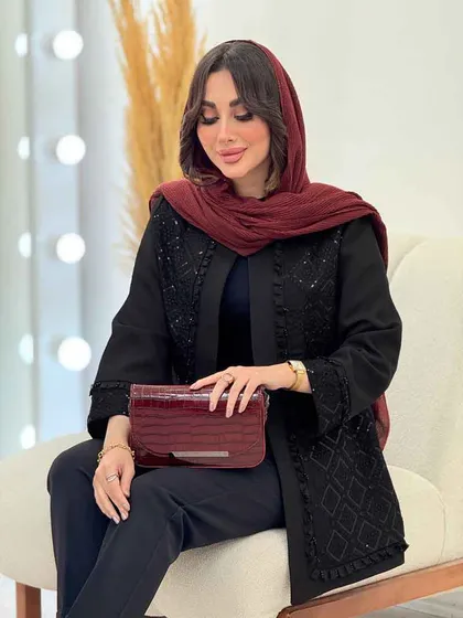 مانتو پولک دوزی جلو باز