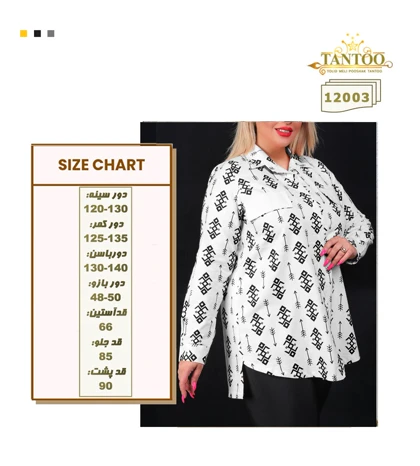 شومیز مانتویی زنانه سایز بزرگ کد 12003