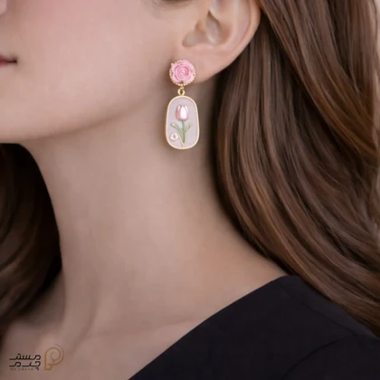 گوشواره میناکاری طرح گل mr25-05