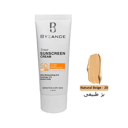 ضد آفتاب رنگی SPF50 بیزانس پوست خشک و حساس شماره 20 40 میل