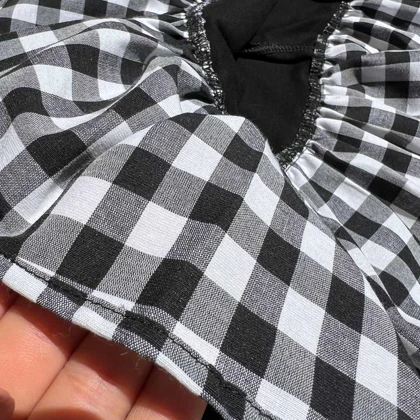 پیراهن دامنی چهارخونه مشکی دخترانه