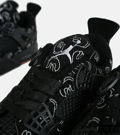 کفش کتانی ساق‌دار مردانه و زنانه مشکی Jordan 4 x Kaws مدل 6886