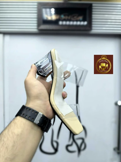 صندل طلقی زنانه پاشنه 5 سانت شیشه ای