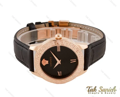 ساعت ورساچه زنانه رزگلد بند چرمی Versace-3942-L