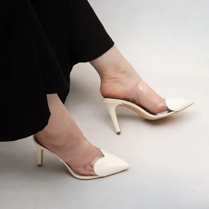 کفش پاشنه‌بلند زنانه مدل قلبی_کرم کد 3021