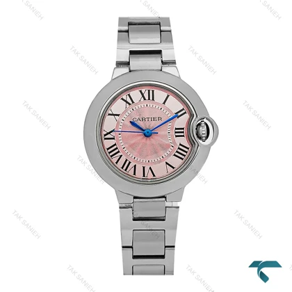 ساعت کارتیر بالن بلو زنانه نقره ای صفحه صورتی مدیوم Cartier-8154-L